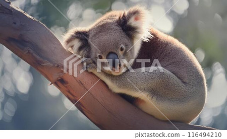 無尾熊在尤加利樹上放鬆 無尾熊在尤加利樹上放鬆 116494210