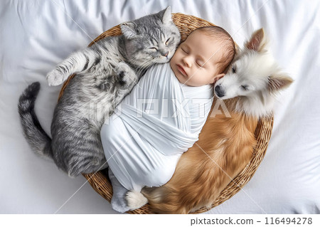 CG material: Image of a baby sleeping in bed CG material: Image of a baby sleeping in bed 116494278