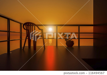 Sunset overlooking the ocean Sunset overlooking the ocean 116494567