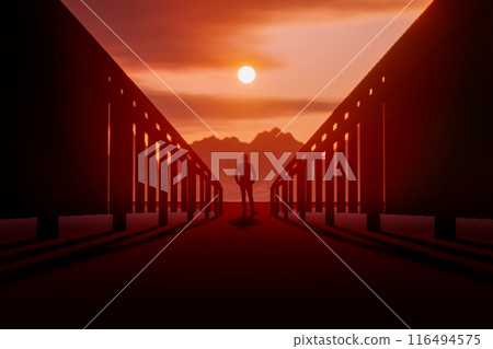 A man is standing on the bridge 116494575