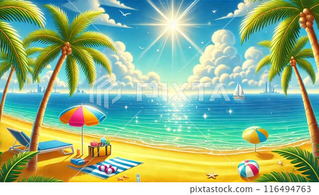 Parasol floating on the summer sea 116494763