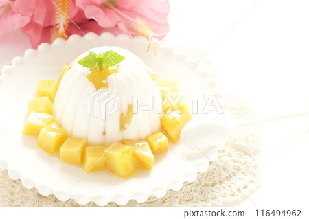 Almond tofu with mango 116494962