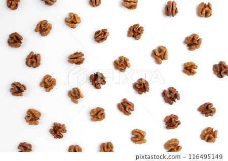 heap of walnuts isolated on white background heap of walnuts isolated on white background 116495149