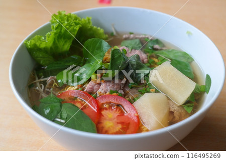 Southeast Asian style beef ramen 116495269