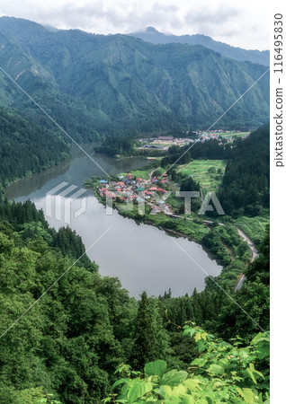 Fukushima Prefecture: Fresh greenery on the Tadami River and the Tadami Line Fukushima Prefecture: Fresh greenery on the Tadami River and the Tadami Line 116495830