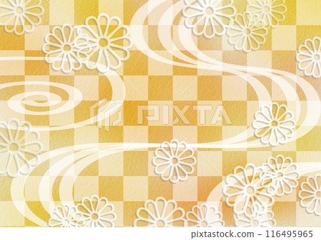 日式背景菊花圖案黃色 116495965