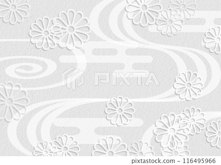 日式背景與菊花圖案白色 116495966