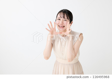 年輕女子大喊歡呼 年輕女子大喊歡呼 116495968