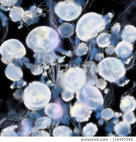 Fantastic hand-drawn jellyfish illustration 116497048
