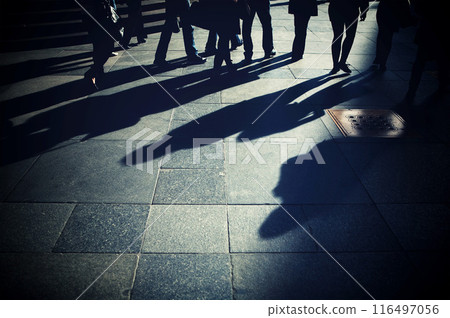 Shadows of people on the pavement 116497056
