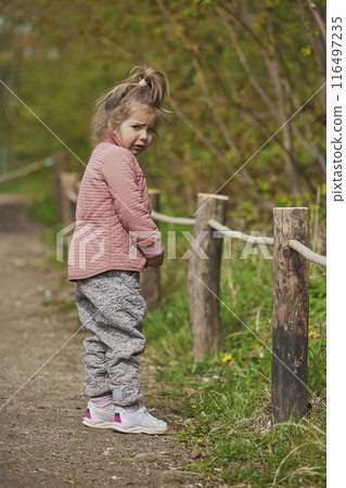 Little girl crying in a park in Denmark Little girl crying in a park in Denmark 116497235