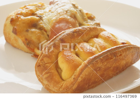 Cream bun and sausage bun 116497369