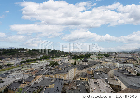 panoramic view of  Salzburg from Kapuzinerberg north site. 116497509