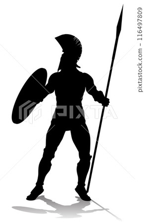 Spartan Silhouette Gladiator Trojan Greek Warrior 116497809