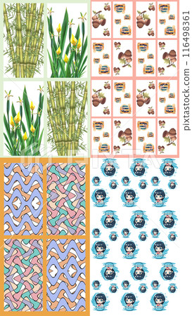 set of geometric seamless patterns 116498361