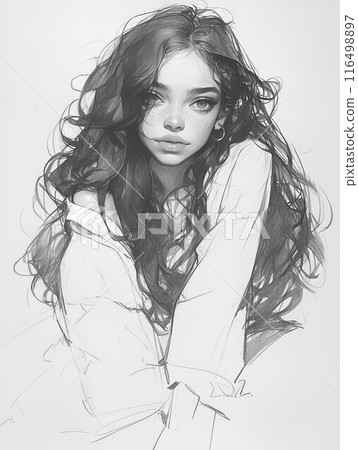 AI sketch of a beautiful woman 116498897