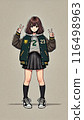 Illustration of a stylish young woman in a miniskirt 116498963