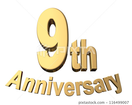 3DCG character "9th Anniversary/9th anniversary" gold, gold 3DCG character "9th Anniversary/9th anniversary" gold, gold 116499007