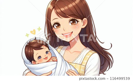 媽媽抱著一個嬰兒 116499539