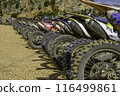 motorcycles at park area after motocross race 116499861