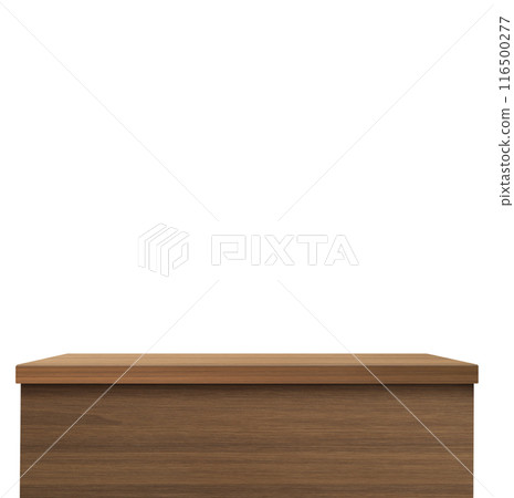 Empty wooden table. Front view. Isolated on a white background 116500277
