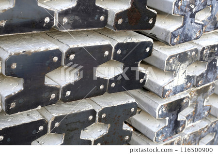 Concrete piles foundation on construction site Concrete piles foundation on construction site 116500900