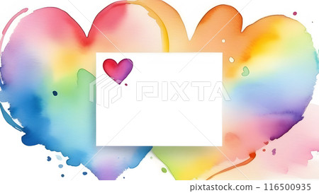 watercolor painted rainbow colors hearts, generative ai 116500935