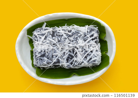 Black coconut sweet pudding. Thai Desserts. Black coconut sweet pudding. Thai Desserts. 116501139