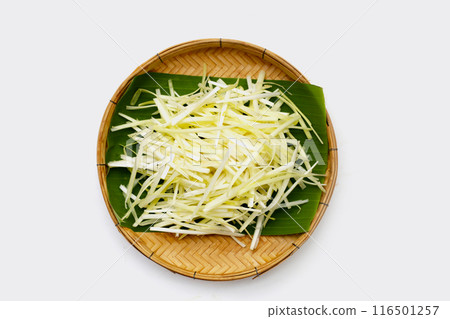 White garlic chives on white backgreound. 116501257