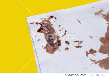 Dirty choclate stain on white shirt Dirty choclate stain on white shirt 116501312