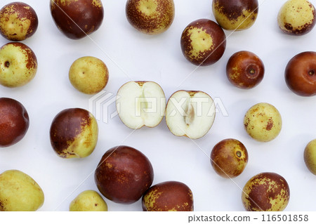 Fresh jujube fruit on white background 116501858