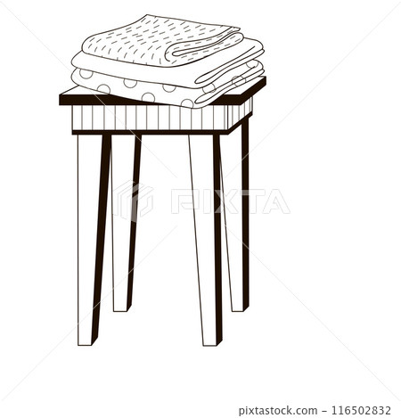 stack of clean towels on a stool stack of clean towels on a stool 116502832
