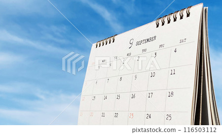 Desk calendar_September_right_blue sky background 116503112