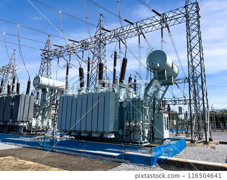 200MVA Transformer connected in a 230kV power system, ready for electrical power transmission 200MVA Transformer connected in a 230kV power system, ready for electrical power transmission 116504641