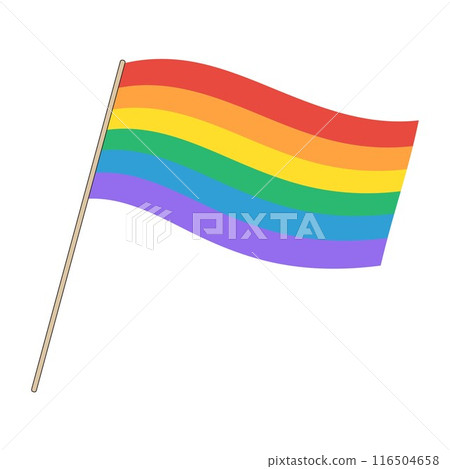 LGBTQ Rainbow pride flag waving. LGBTQ pride month celebration 116504658