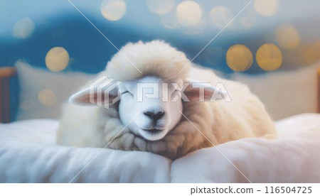 Sleeping sheep illustration (AI generated material) Sleeping sheep illustration (AI generated material) 116504725