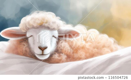 Sleeping sheep illustration (AI generated material) Sleeping sheep illustration (AI generated material) 116504726