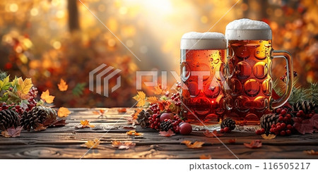 background, banner, poster with space for text at Oktoberfest. 116505217