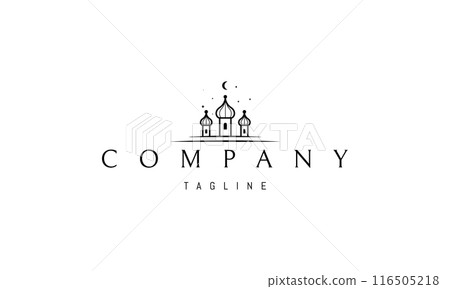 A vector logo with an abstract image of an oriental palace with minarets. A vector logo with an abstract image of an oriental palace with minarets. 116505218