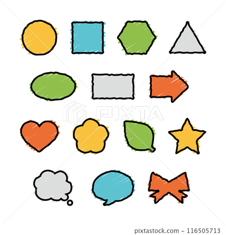 Roughly hand-drawn cute graphic frame set 116505713