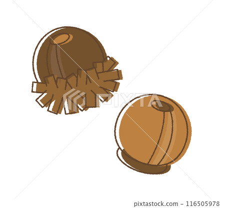 Cute acorn illustration. A set of hand-drawn, colored acorns with thick outlines. Cute acorn illustration. A set of hand-drawn, colored acorns with thick outlines. 116505978