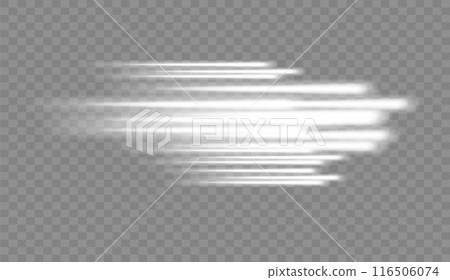 Glowing white speed lines. Motion High speed speed and blur. Dynamic lines. Light wave. Vector 116506074