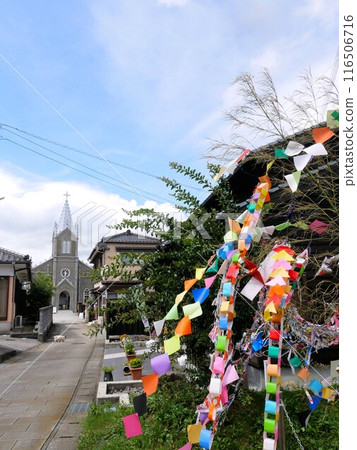 Summer in Amakusa: Sakitsu Church and Tanabata decorations 116506716