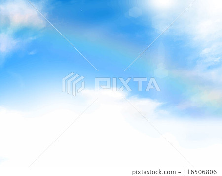 藍天與太陽和雲美麗的彩虹天空框架背景材料 116506806