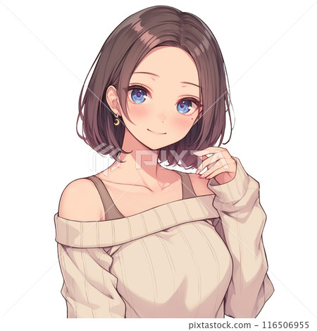 穿露肩針織衫的女孩 穿露肩針織衫的女孩 116506955