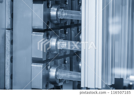 The plastic medical tube parts from injection machine in the light blue scene. The plastic medical tube parts from injection machine in the light blue scene. 116507185