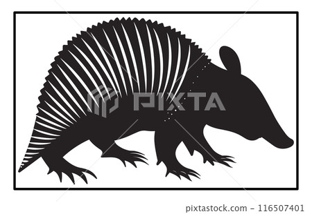 Armadillo Walking Silhouette, Black silhouette of an armadillo, vintage retro hipster armadillo logo 116507401
