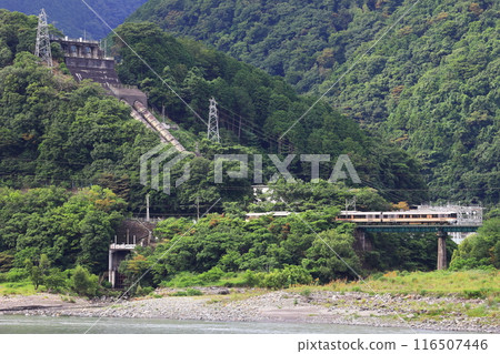 Hydroelectric power plant and the Minobu Line Limited Express Fujikawa Hydroelectric power plant and the Minobu Line Limited Express Fujikawa 116507446