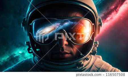astronaut helmet, spaceman reflecting the colorful cosmos,galaxy and nebulae and stars,generative ai astronaut helmet, spaceman reflecting the colorful cosmos,galaxy and nebulae and stars,generative ai 116507508