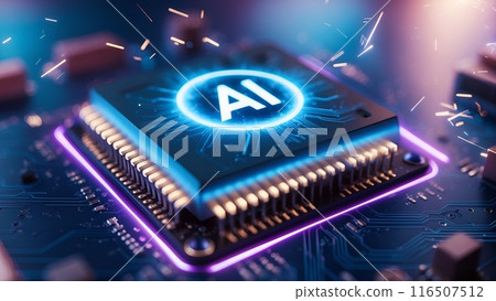 A close-up of a computer chip with the letter "AI" in the middle. 116507512